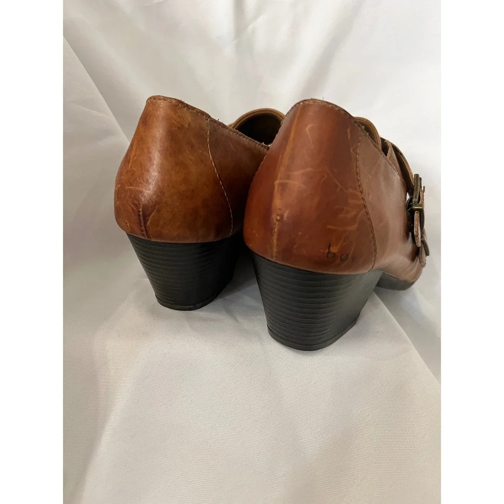 b.o.c. Born Concept Tan Leather Monk Strap Double Buckle Shooties 10M CATE17